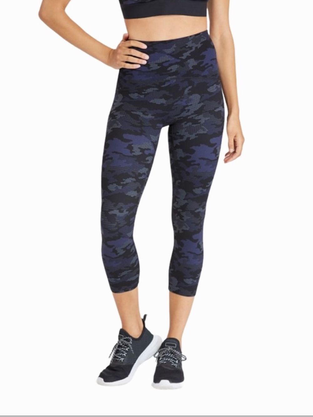 SPANX Navy Active Booty Boost Camo High-Waist Crop Leggings Sz Small